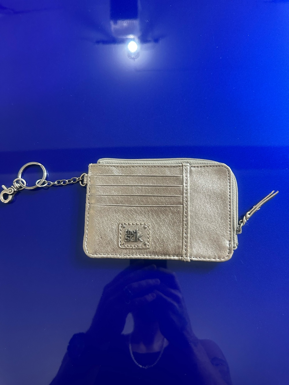 The Sak Metallic Gold Zip Card Case with Keychain